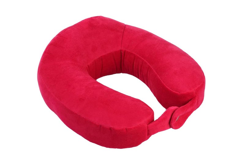 UVsport Velvet Memory Foam High Back Travel Pillow for All Cars Red Set of 1