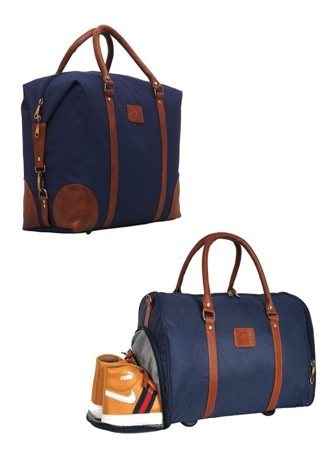Leather World Combo 24 Inch Nylon Travel Duffel Bag with Shoe and Withot Shoe for Men and Women Navy Blue - Image 1