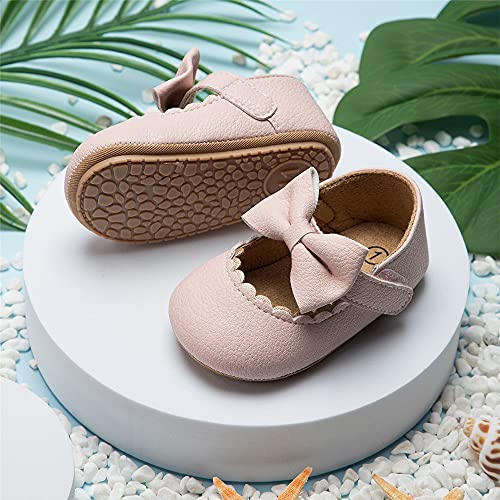 Meckior Infant Baby Girls Bowknot Mary Jane Flats Shoes Toddler Princess Wedding Dress Shoe Newborn Soft Rubber Sole Crib Sneaker Shoes - Image 4