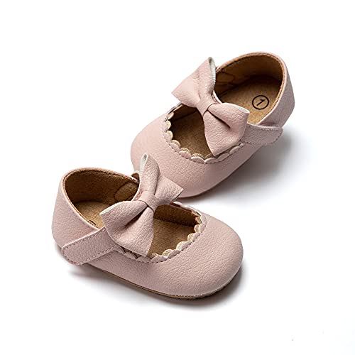 Meckior Infant Baby Girls Bowknot Mary Jane Flats Shoes Toddler Princess Wedding Dress Shoe Newborn Soft Rubber Sole Crib Sneaker Shoes - Image 1