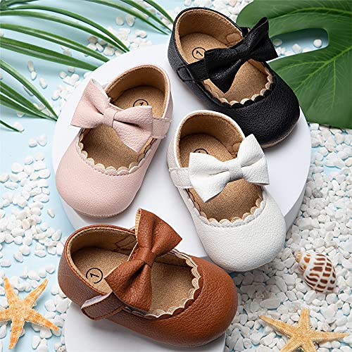 Meckior Infant Baby Girls Bowknot Mary Jane Flats Shoes Toddler Princess Wedding Dress Shoe Newborn Soft Rubber Sole Crib Sneaker Shoes - Image 3