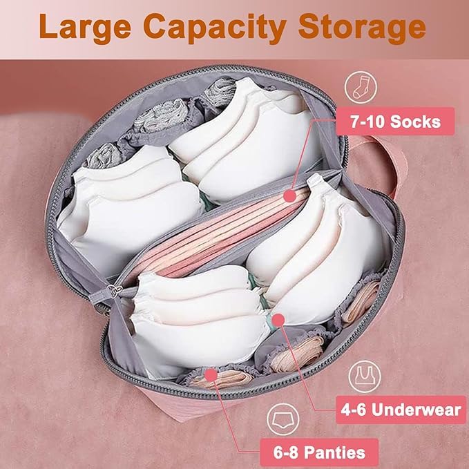 tendula Travel Underwear Organizer Bag, Lingerie Pouch Portable Bra Storage Bag, Large Lightweight Socks Bag with Handle,Multifunctional Makeup Bag,Toiletry Cosmetic Stuff Washing Bag Multi color - Image 2
