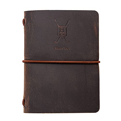Handy Picks Leather Golf Log Book, Handmade n Refillable, Golf Log n Yardage Book Included, Dark Brown - Image 1