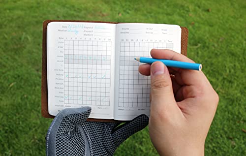Handy Picks Leather Golf Log Book, Handmade n Refillable, Golf Log n Yardage Book Included, Dark Brown - Image 3