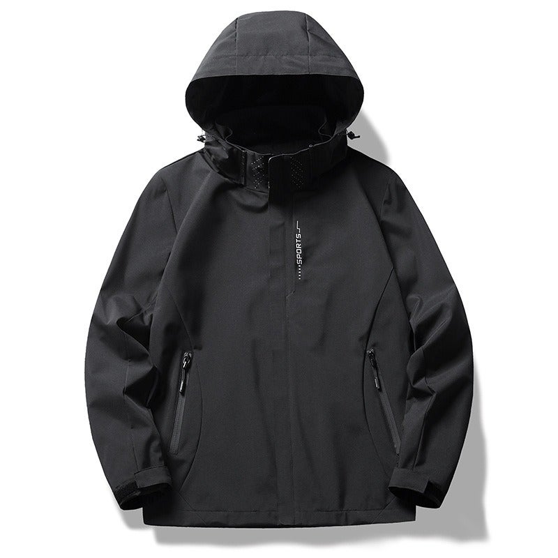 WU Men's Outdoor Hiking Jacket Waterproof Windbreaker Hooded Lightweight Trekking Coat with Logo Customization - Image 2