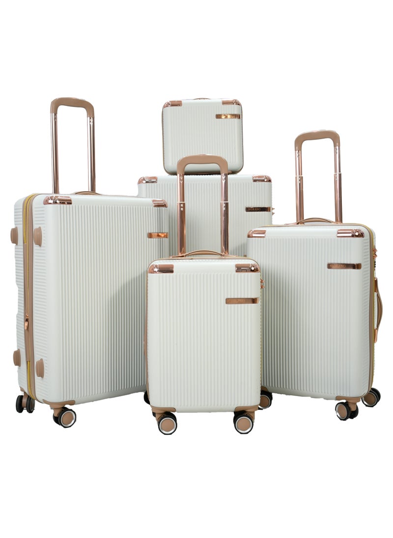 MORANO - 5-Piece Luggage Trolley Bag Set Special Beige With Khaki - Image 1