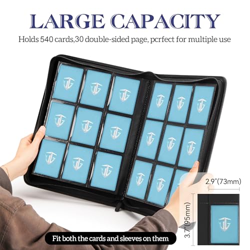 TCGUARD Trading Card Binder, 9 Side Loading Pocket Card Album Hold Up to 540 Cards, Zipper Binder for Cards Collection, TCG Card Holder for Game Card, Sports Card, Yugioh, MTG etc.（Grey） - Image 5