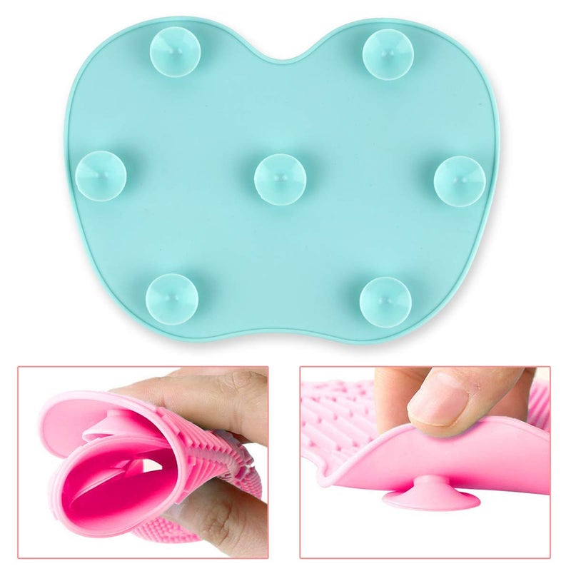 Ranphykx Silicon Makeup Brush Cleaning Mat Makeup Brush Cleaner Pad Cosmetic Brush Cleaning Mat Portable Washing Tool Scrubber with Suction Cup (green) - Image 2