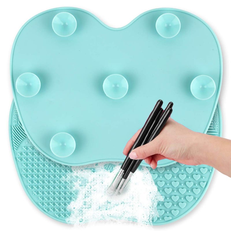 Ranphykx Silicon Makeup Brush Cleaning Mat Makeup Brush Cleaner Pad Cosmetic Brush Cleaning Mat Portable Washing Tool Scrubber with Suction Cup (green) - Image 1