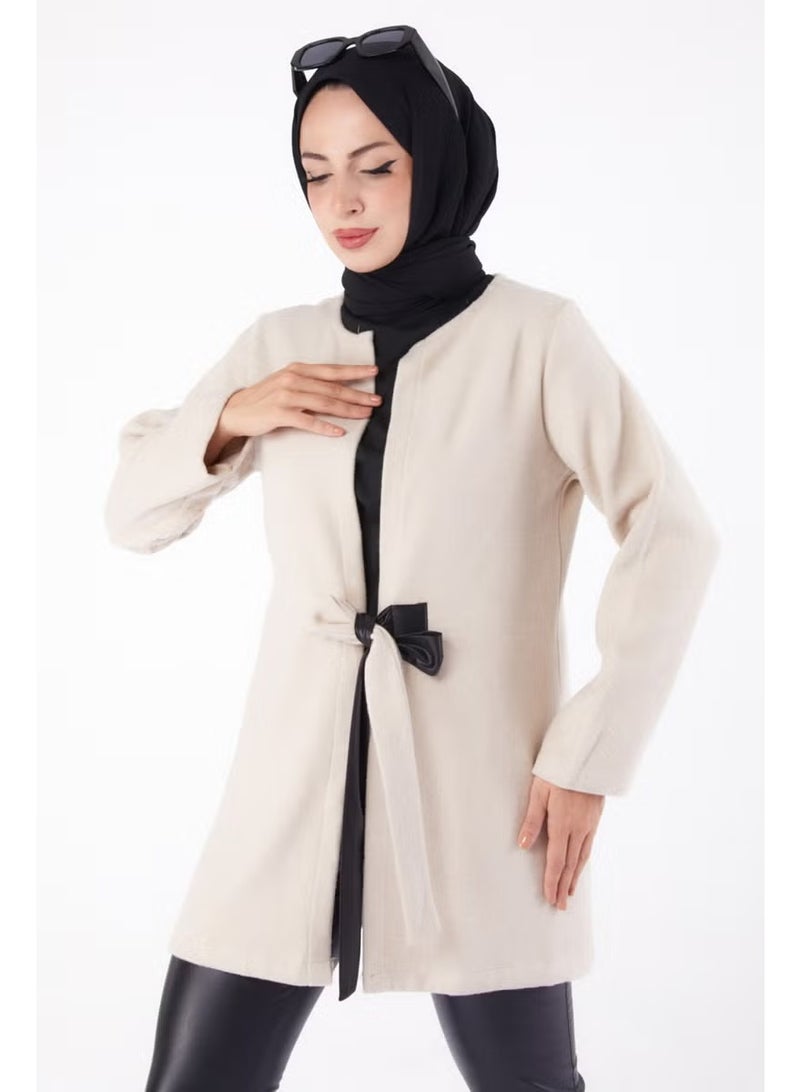 Tofisa Plain Medium Women's Beige Cashmere Jacket - 13286 - Image 3