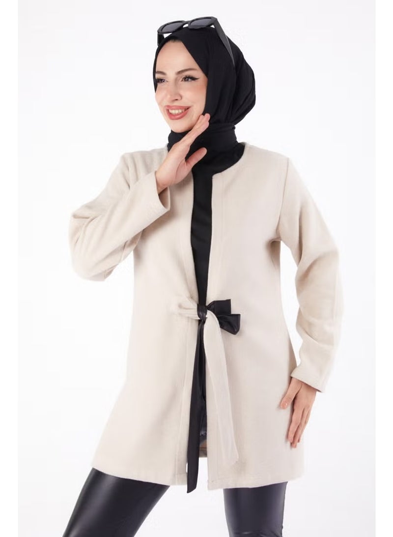 Tofisa Plain Medium Women's Beige Cashmere Jacket - 13286 - Image 1