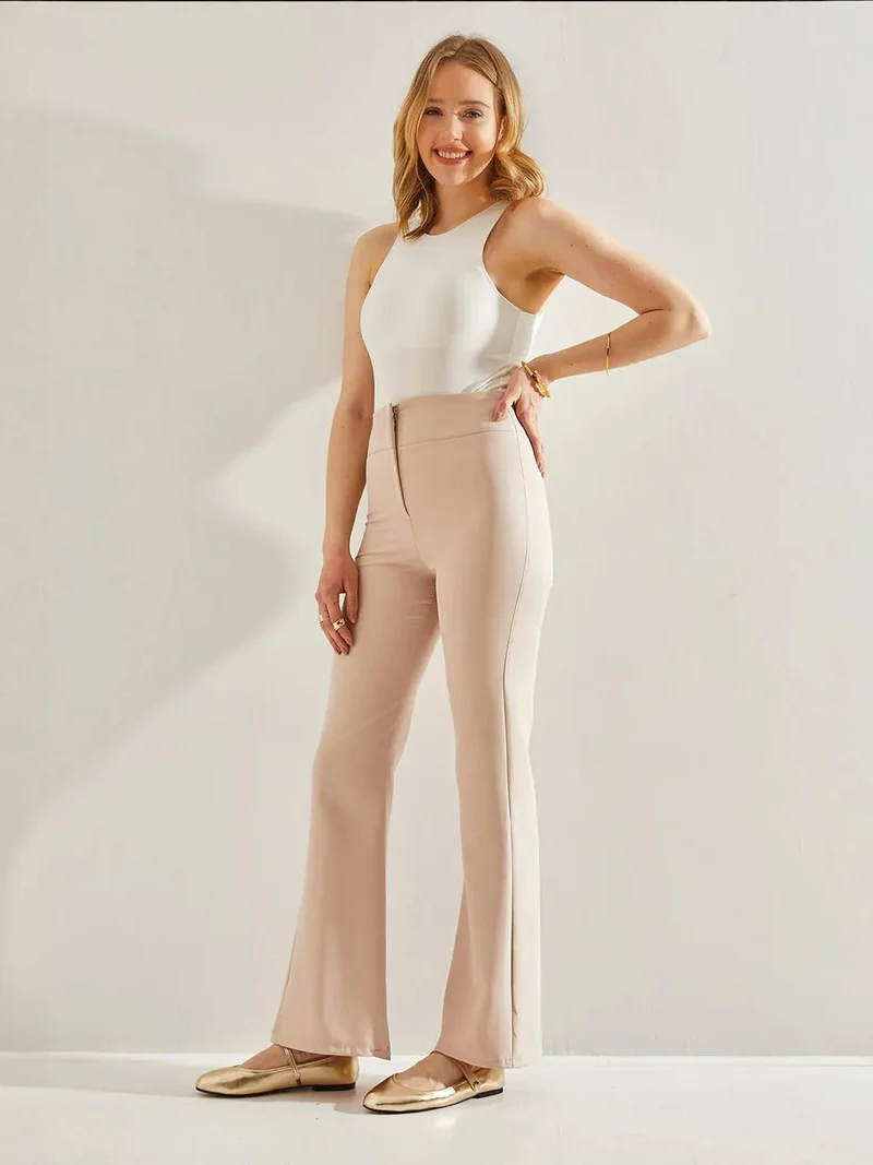 Bianco Lucci LUCCI High Waist Flare Pants with Bow