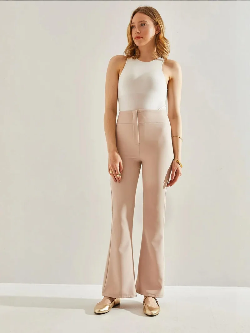 Bianco Lucci LUCCI High Waist Flare Pants with Bow