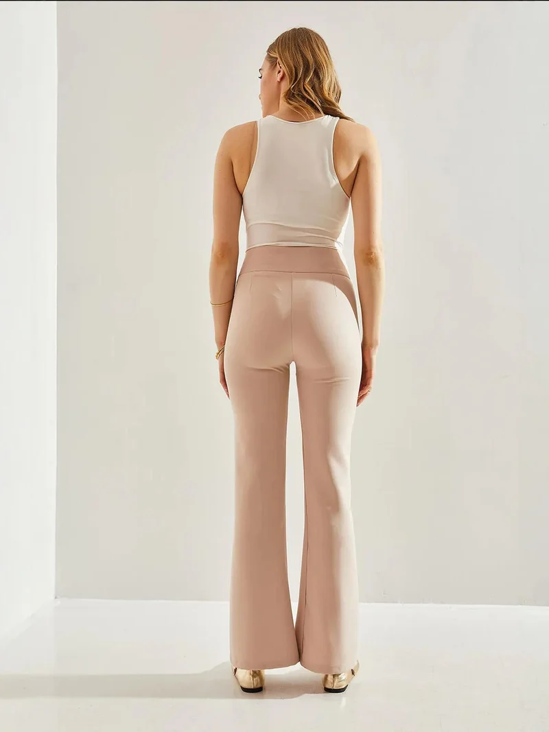 Bianco Lucci LUCCI High Waist Flare Pants with Bow