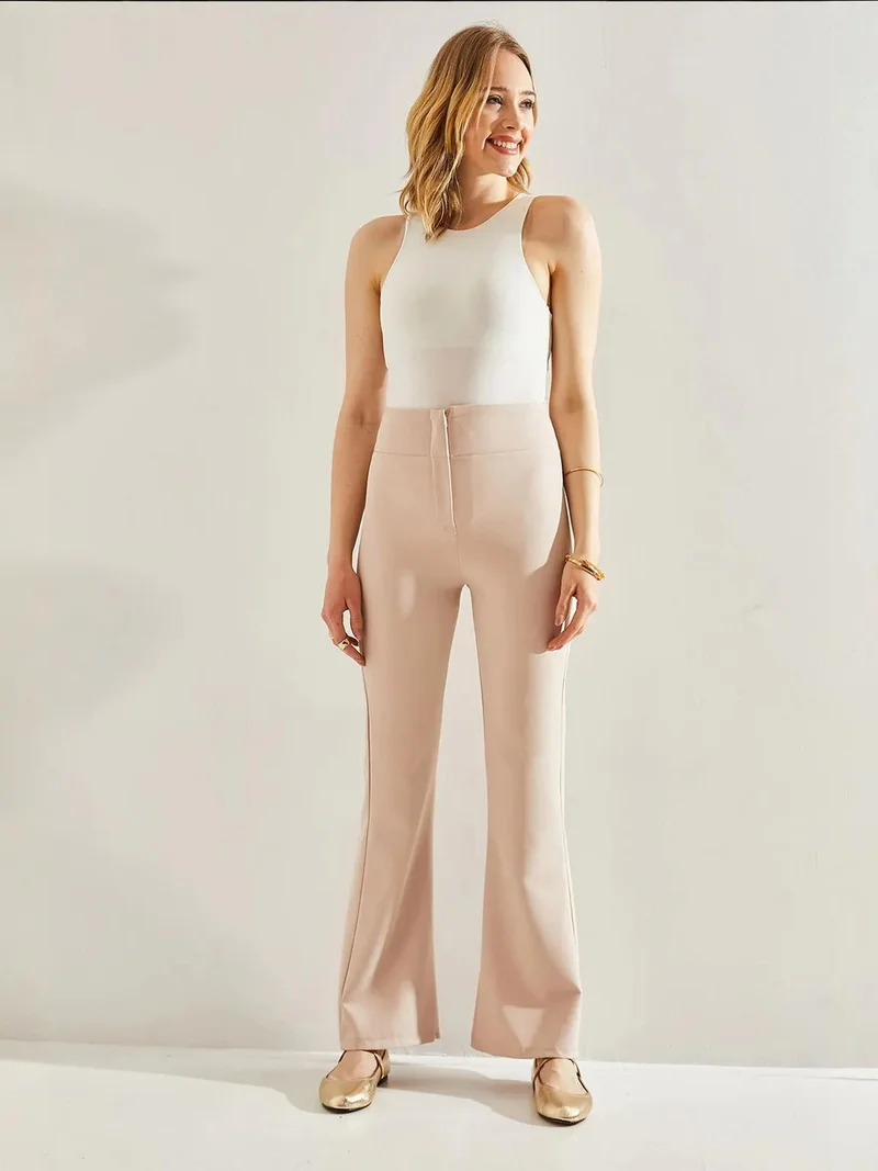 Bianco Lucci LUCCI High Waist Flare Pants with Bow