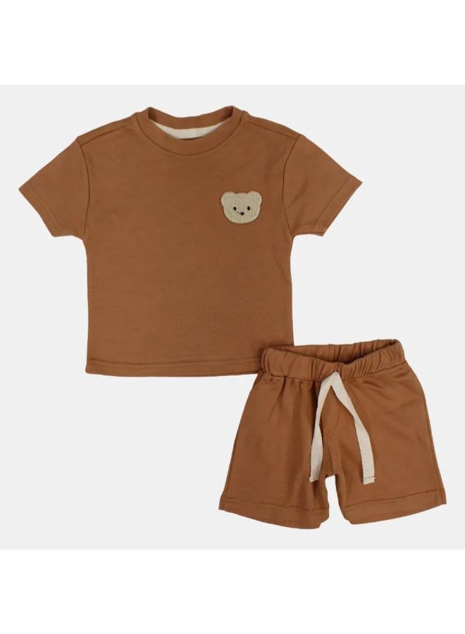 Berceau Baby Boys Cotton 2-Piece Outfit Set – Bear Head Design - Image 1