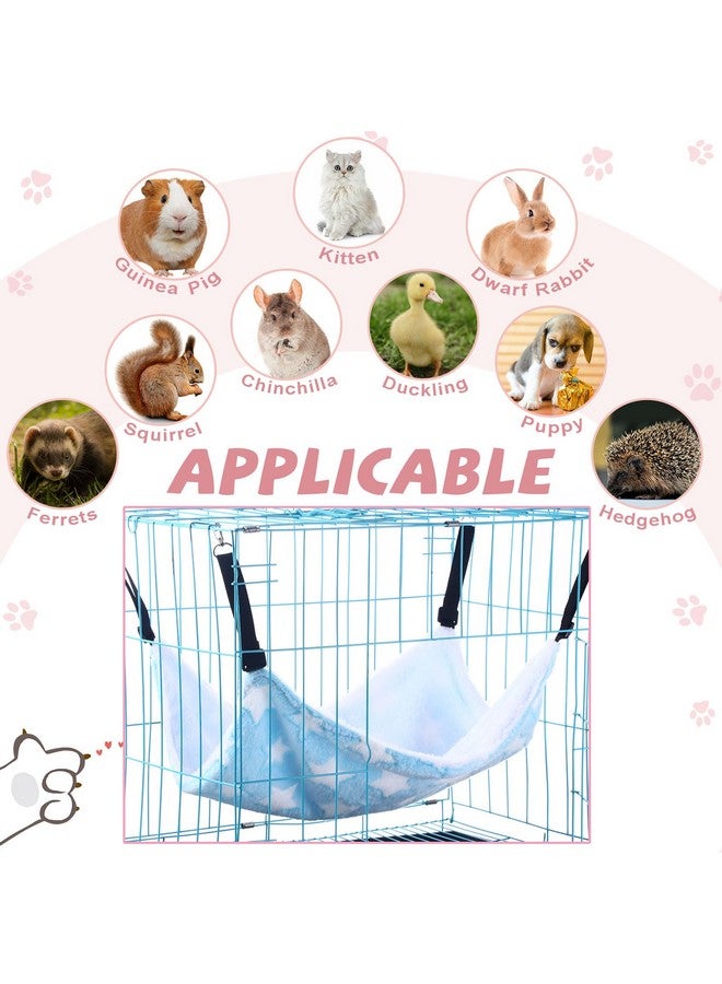 Geelin 4 Pcs Reversible Cat Hanging Hammock Soft Breathable Pet Cage Hammock with Adjustable Straps and Metal Hooks Double Sided Hanging Bed for Cats Small Dogs Rabbits(16 x 20 Inch, Large Star) - Image 5