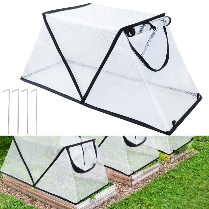 Mofuiry Garden Row Accelerator Plants Cover, Foldable Raised Garden Bed Cover with Zipper Door Waterproof Small Greenhouse Plant Cage Guard Protector for Vegetable Flower Fruits from Animals,31Ã—13Ã—14In - Image 1