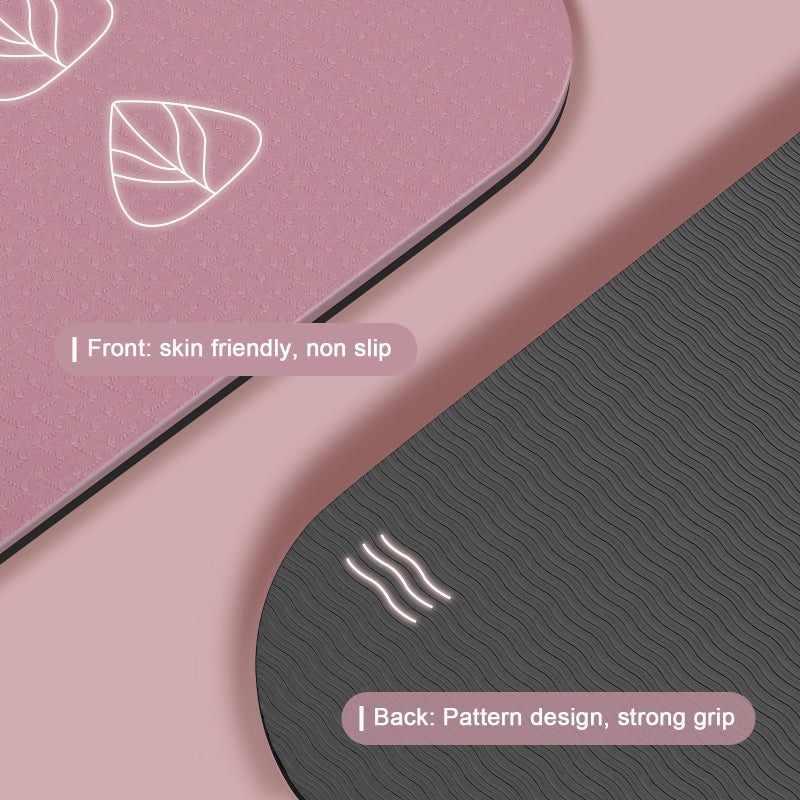 iodoo Foldable Yoga Mat 72" L x 32" W x 0.32 Inch Extra Thicked and Wided, Folding Yoga Mat for Travel with Canvas Carrying Bag, Non-Slip TPE Exercise Pilates Mat (Black-Pink) - Image 3
