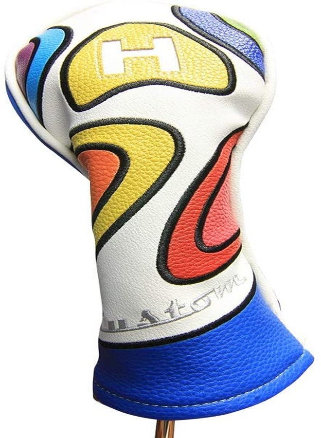 Majek Headcover Limited Edition Vintage Leather Style Psychedelic Colorful Groovy Custom Design Hybrid Head Cover - Image 1