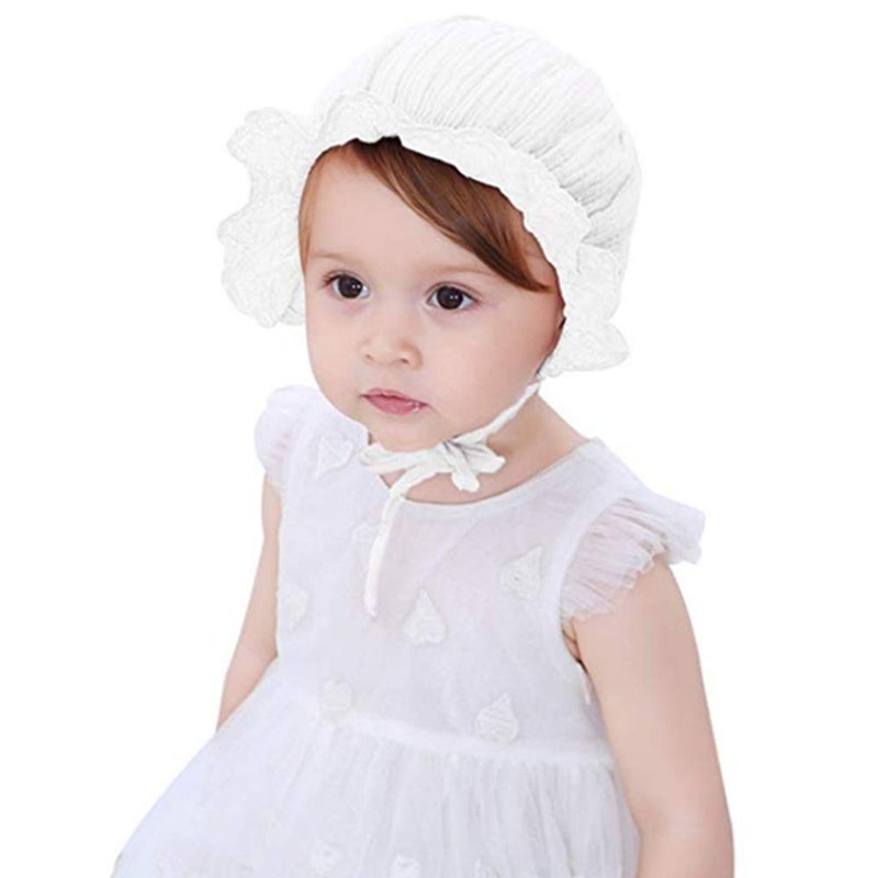 Baby Girl Toddlers Breathable Lacy Bonnet Eyelet Cotton Adjustable Sun Protection Hat