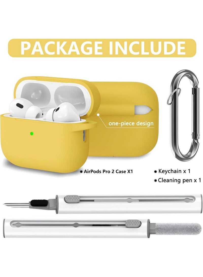 Soft Silicone Protective Case Cover for AirPods Pro 2 with Cleaner Kit and Keychain - Image 2