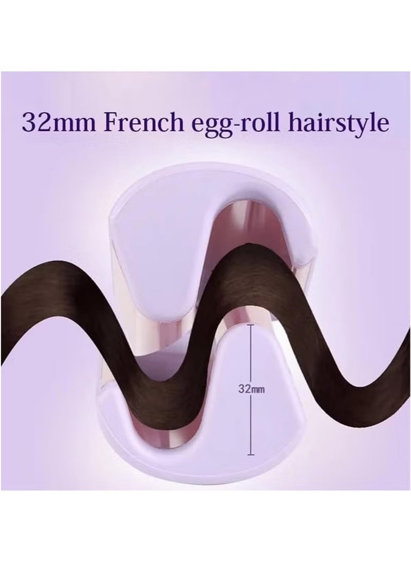 RedMapleTEK Siman Song French Wave Curling Iron Romantic French Egg Roll Curling Iron 32mm Egg Roll Hair Waving Iron Hair Curler with Temperature Control Water Ripple V-Shapedionic Hair Curling Ir - Image 3