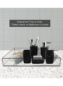 SHARMA PLASTICS SHARMA PLASTICS Acrylic Vanity Tray Organizer Remote Control Tray Sturdy Square Nightstand Dresser Bathroom Organizer Clear 8 X 12  - Image 2