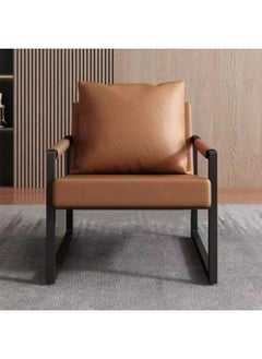 LIMOS PU Leather Accent Arm Chair Wide Seat Living Room Soft Back Pillow Reception Chair Metal Frame Sofa Chair  - Image 1