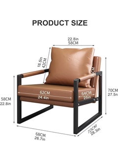 LIMOS PU Leather Accent Arm Chair Wide Seat Living Room Soft Back Pillow Reception Chair Metal Frame Sofa Chair  - Image 2