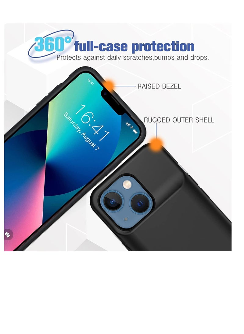 زيكسين حافظة بطارية لهاتف iPhone 14 Pro بسعة 7000 مللي أمبير في الساعة، حافظة شحن محمولة مع حزمة بطارية قابلة لإعادة الشحن، حافظة شاحن رفيعة متوافقة مع (iPhone 14 Pro و6.1 بوصة) باللون الأسود - Image 2