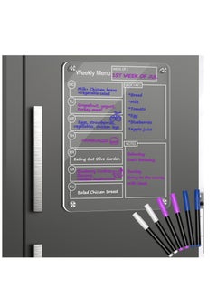 SYOSI Acrylic Magnetic Dry Erase Board Weekly Calendar for Fridge - 16"x12" Clear Weekly Meal Planner Magnetic Board, Reusable Planning Whiteboard Workout Board Meal Planner Magnetic Includes 6 Markers  - Image 1