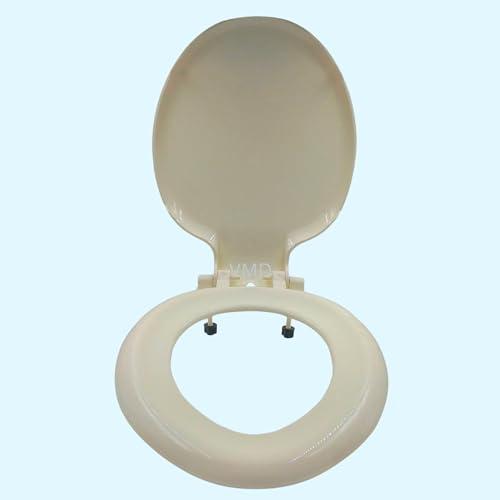 VMD, Unbreakable IVORY Toilet Seat Slow Close/Oval Shaped/Toilet Seat for Bathroom/High Gloss Finish/Comfort Seating/Easy Maintenance/Seat Closes Quietly (Pack of 1) - Image 1