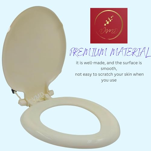 VMD, Unbreakable IVORY Toilet Seat Slow Close/Oval Shaped/Toilet Seat for Bathroom/High Gloss Finish/Comfort Seating/Easy Maintenance/Seat Closes Quietly (Pack of 1) - Image 4