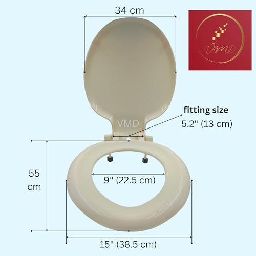 VMD, Unbreakable IVORY Toilet Seat Slow Close/Oval Shaped/Toilet Seat for Bathroom/High Gloss Finish/Comfort Seating/Easy Maintenance/Seat Closes Quietly (Pack of 1) - Image 2
