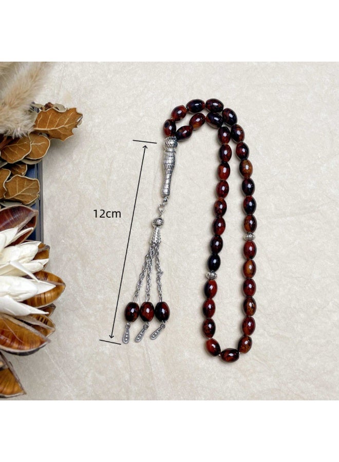 NIBEMINENT 33 Muslim Prayer Beads Red Brown/11mm