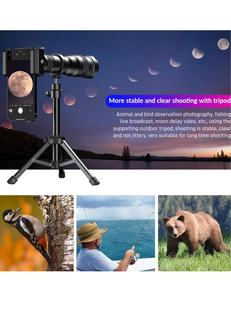 APEXEL Mobile Phone 36X Telephoto Lens Kit with Metal Tripod Universal Phone Clip Lens Bag for Hiking Camping Wildlife Observation Moon Sports Game Concert Watching Compatible with iPhone 14/13/12/11 Huawei - Image 5