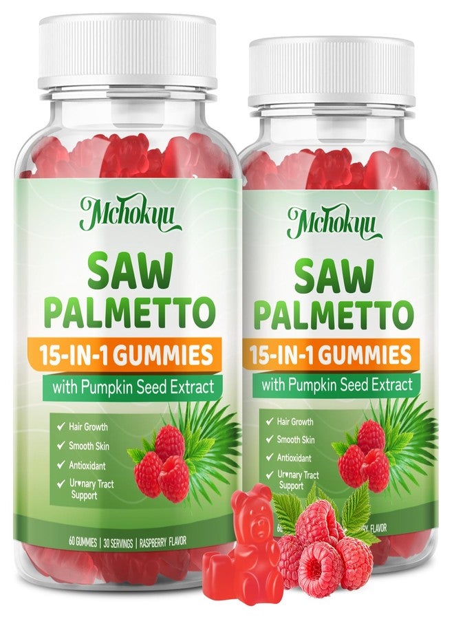 Mchokuu Saw Palmetto Gummies 600mg for Men & Women – Pumpkin Seed Oil Gummies with Saw Palmetto Supplement for Hair Growth & Skin Health, DHT Blocker - Sugar Free, Non-GMO, Raspberry Flavor 120 Count - Image 1