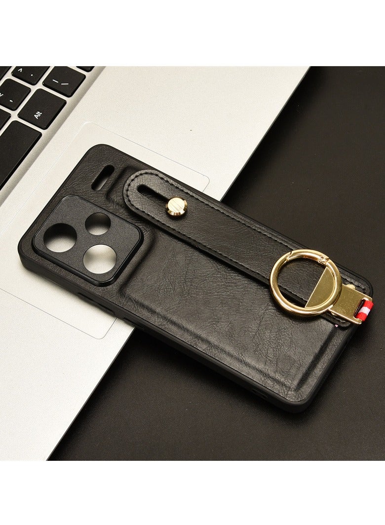 عام لحافظة هاتف Redmi Note 13 Pro Plus 5G، تصميم بسيط بمعصم من جلد البقر للجزء الخلفي للهاتف، متوافقة مع Redmi Note 13 Pro Plus - Image 4