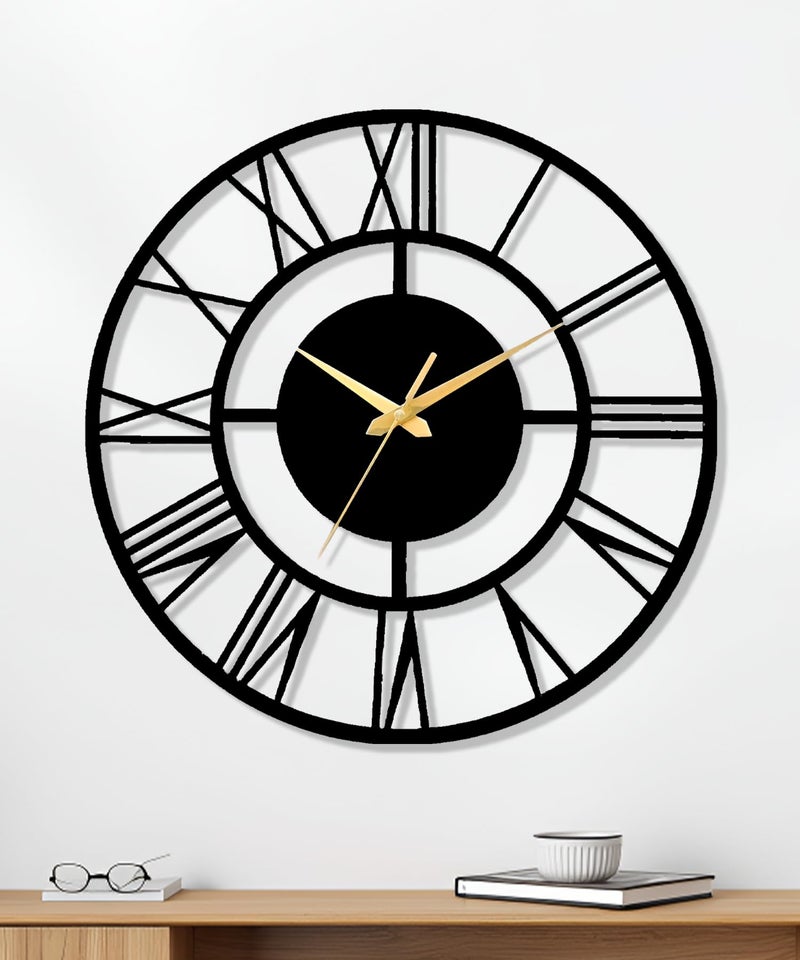 Vissera Silent Wall Clock for Bedroom | Decorative Metal Wall Watch for Living Room | Antique Designer Big Size Roman Number Modern Hanging Clock for Home Décor, Dining, Drawing, Wall Decoration Items - Image 1