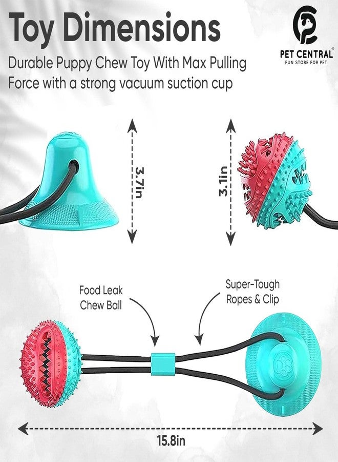 Pet Central Interactive Dog Toys - Suction Cup Dog Chew Toy for Aggressive Chewers - Treat Dispensing Squeaky Toy for Stimulation and Self-Playing - Tug of War Rope with Teeth Cleaning Ball - Image 4