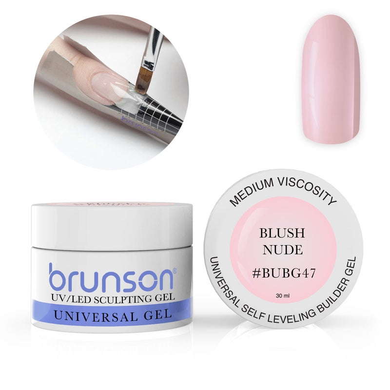Brunson Builder Gel in Jar 30ml Professional Sculpting Builder Gel for Nail Extensions Overlays and 3D Nail Art UV LED Self Leveling Gel for Long Lasting High Gloss Nails