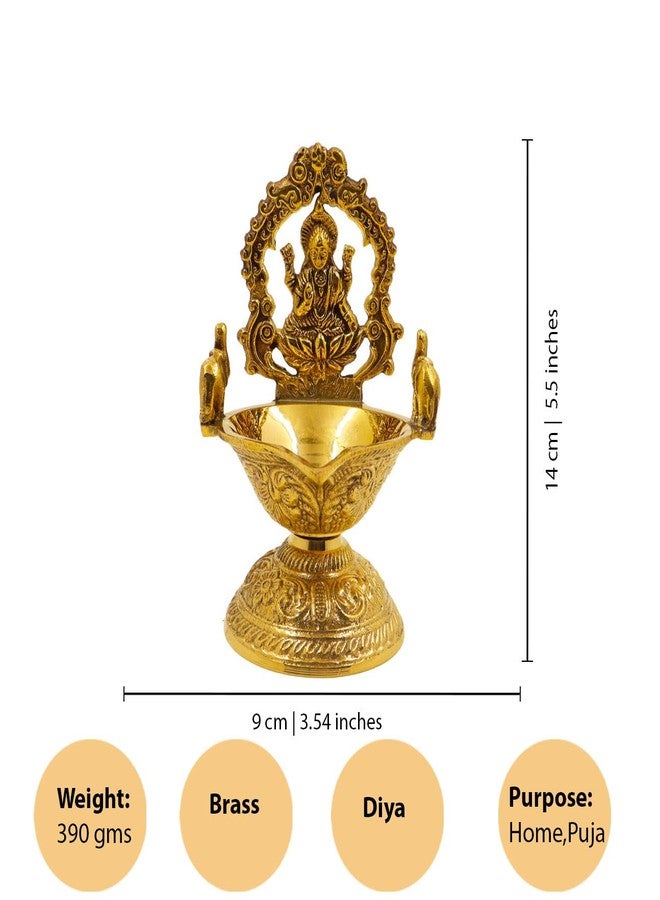 Spillbox النحاس التقليدي Gajalakshmi Diya لمصباح زيت Puja Deepam للمنزل | معبد ديفي ما | إلهة الثروة والرخاء الهندوسية [ث: 390 جم] - نامة جاجالاكشمي ضياء - Image 4