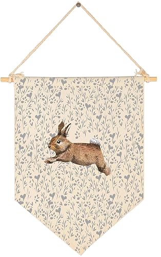 GEANHIL Cute Bunny Woodland-Baby Flag Gift Shower-Wall Flag Decor Gift for Baby Girls Kids-Canvas Hanging Pennant Banner Pennant Wall Sign Present for Nursery Baby Room Playroom Bedroom - Image 1