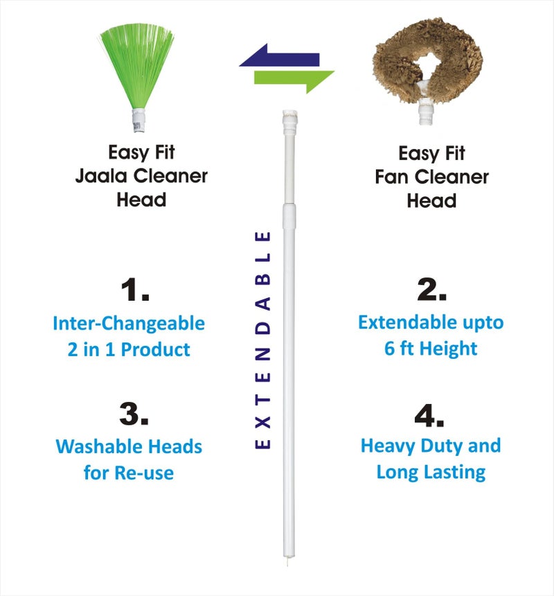 VIMAL Roma (2 in 1) Multi-Purpose Broomstick for Jaala (Spider/Cob Web) / Ceiling Fan/Wall/Roof Cleaning with Extendable Handle - Image 3