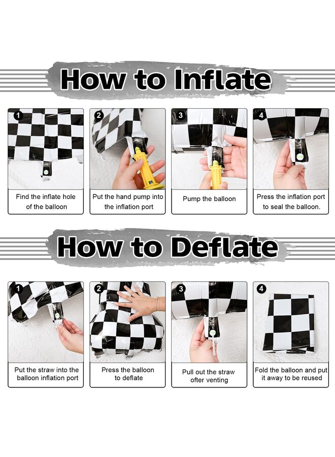 40 Inch Checkered Number Balloon, Black and White Race Car Foil Balloon with Self-Sealing Valve, Helium Optional Large Number Balloon for Birthday, Racing Theme Party Decorations (3) - Image 2