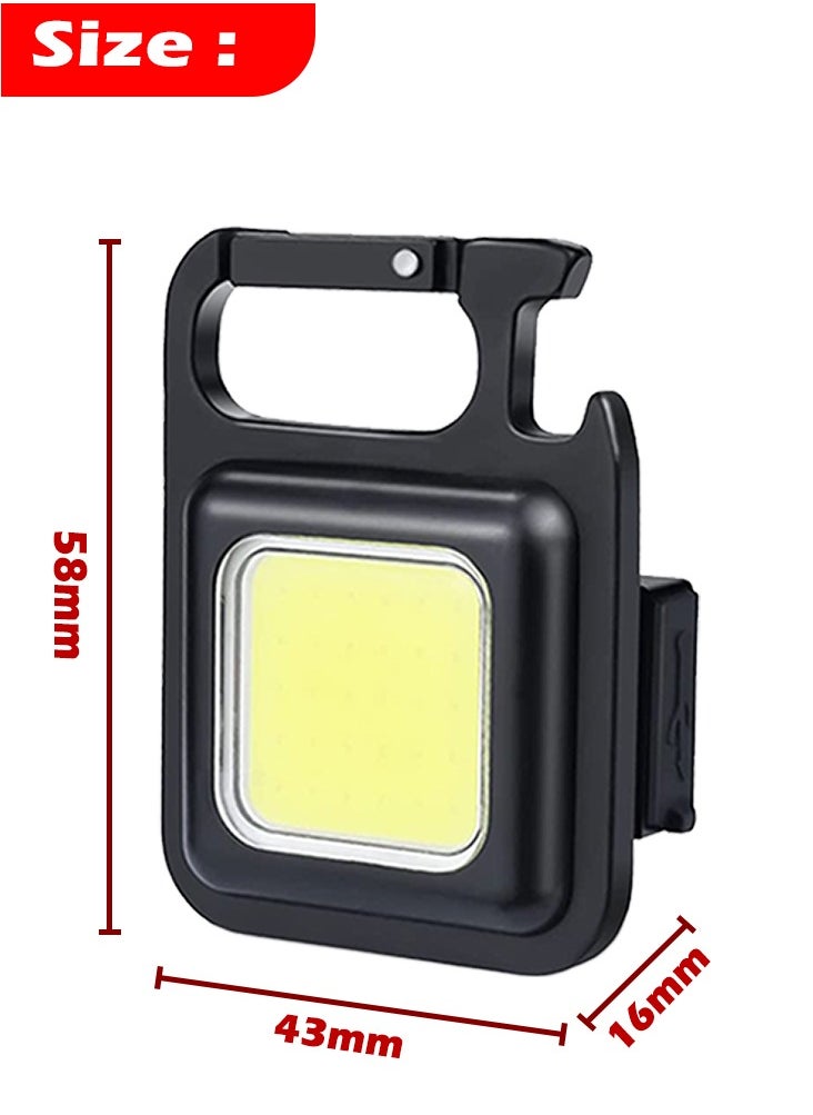 Generic - Mini LED Flashlight 800 Lumens COB Rechargeable Keychain Mini Flashlight 4 Light Modes  Portable Pocket Light with Folding Bracket Bottle Opener & Magnet Base for Fishing-Walking-Camping(Pack of 2Pcs) - Image 1