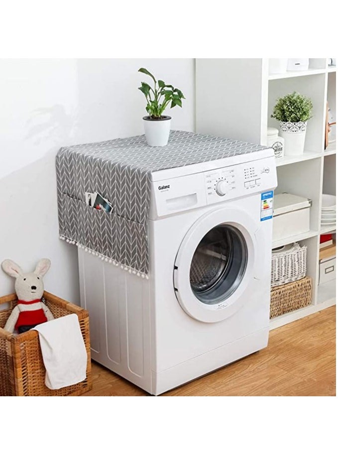 Generic Washing Machine Dustproof Cover, 55cm × 130cm Anti-Stain Waterproof Washer and Dryer Protection Covers for The Top, Anti-Slip Refrigerator Fridge Dust Cover with Storage Bag (1pcs)  - Image 1