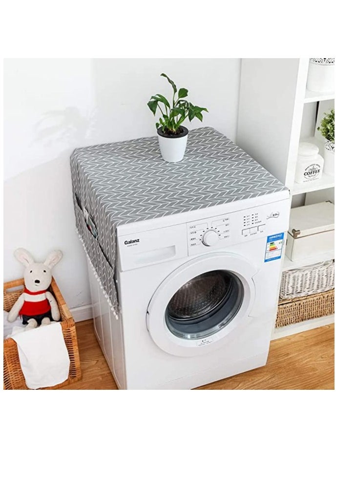 Generic Washing Machine Dustproof Cover, 55cm × 130cm Anti-Stain Waterproof Washer and Dryer Protection Covers for The Top, Anti-Slip Refrigerator Fridge Dust Cover with Storage Bag (1pcs)  - Image 2