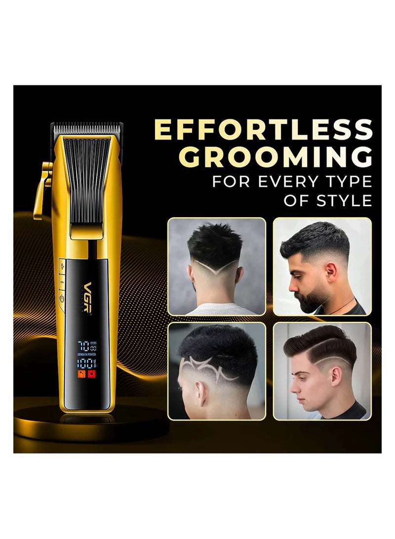 VGR V-177 Professional Cord/Cordless Hair Clipper for Men's Gold - Image 4